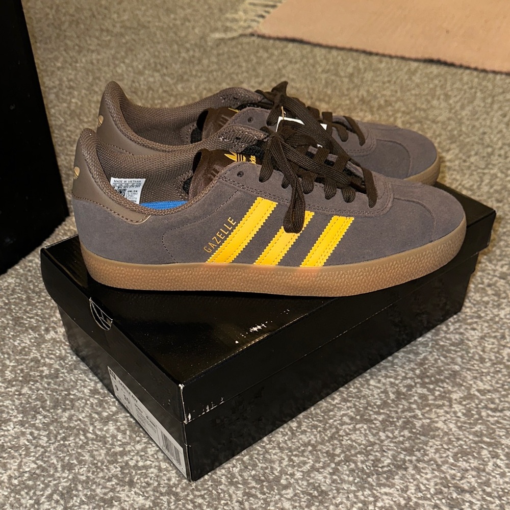 Adidas Gazelle Brown with Yellow Stripes Men's Sneakers